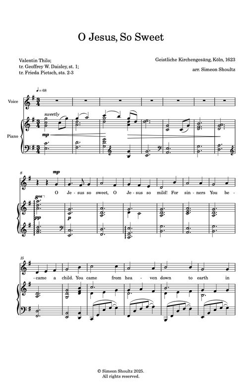 O Jesus So Sweet — Vocal Solo with Piano Accompaniment